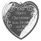 Engraved Silvertone Scrolled Heart Christmas Ornament
