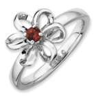 Sterling Silver Garnet Flower Ring