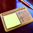 Personalized Godparents Wooden Notepad and Pen Holder