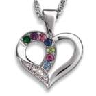 Platinum Plated Mother's Birthstone Heart Necklace