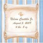 Blue Vintage Scroll Birth Announcement Wall Art