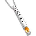 Sterling Silver Name & Birthstone Bar Necklace for November