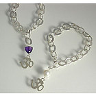 Gemstone & OM Mixed Link Charm Bracelet