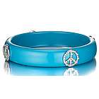CZ Peace Sign Turquoise Resin Bangle