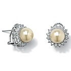 Simulated Pearl Silver Earrings