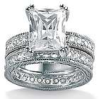 Two-Piece DiamonUltra Cubic Zirconia Sterling Silver Wedding Set