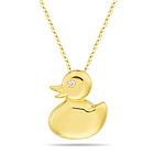 Diamond Duck Pendant in 14K Yellow Gold