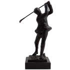 Bronzed Metal Golfer on Marble Base