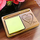 Personalized Follow Your Heart Wooden Notepad and Pen Holder