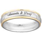 Sterling Silver Top-Engraved Name/Message Two-Tone Wedding Band