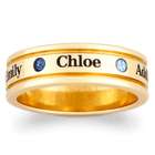 Mother's Name and Birthstone Grooved Band Ring