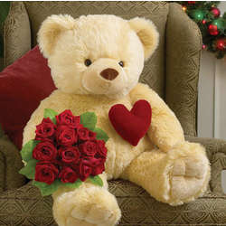 Huge Teddy Bear on Big Bear With Red Roses Say I Love You In A Big Way With Our Giant