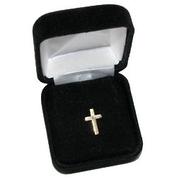 Cross Tie Pin with Rhinestone Accents