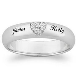 ... Ideas  Top-Engraved Sterling Silver Pave CZ Heart Promise Name Ring