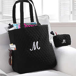 Personalized Quilted Tote and Makeup Bags