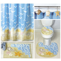 Bathroom Decoration Pieces on Sea Shell Bathroom Toilet Seat Cover Decor Rug Seashell