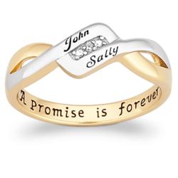 Sterling Silver Couples Top-Engraved Promise Ring