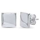 Rhodium-Plated Sterling Silver Square Fashion Stud Earrings