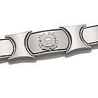Men's Sterling Silver and Stainless Steel US Coast Guard Bracelet
