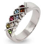 Mother's 8-Birthstone Sterling Silver Ring with X Design