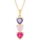 3 Stone Custom Heart Birthstone Drop Gold Necklace