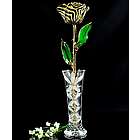 24K Gold-Trimmed Zebra Rose with Crystal Vase