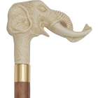 Faux Ivory Elephant with Tusks Walking Stick