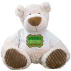 Merry Christmas Latte Teddy Bear in Personalized T-Shirt