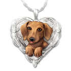 Dachshunds Are Angels Heart Shaped Engraved Pendant Necklace
