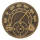 Sun and Wind Indoor or Outdoor Wall Clock and Thermometer