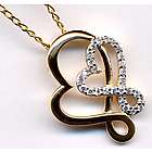 Gold Plated Double Heart Pendant with Cubic Zirconia