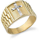 14K Two-Tone Gold Men's Crucifix Ring