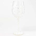 Bride's Hand-Painted Floral Wine Glass