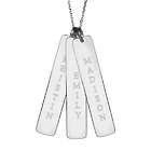 Triple Vertical Personalized Name Bar Pendant in Sterling Silver