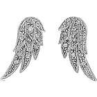 Silver Tone Angel Wings Stud Post Earrings