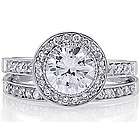 Sterling Silver Round Cubic Zirconia Bridal Ring Set