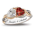 Two Hearts, One Love Heart-Shaped Personalized Ring