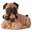 Mama and Her Pups Pug Kisses Sculpture