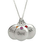 Sterling Silver Petite Triple Round Tag Birthstone Necklace