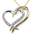 Two Hearts Connect Diamond Necklace in 14K White and Yellow Gold