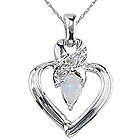 Opal and Diamond Heart Pendant in 14K White Gold
