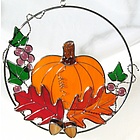 Stained Glass Pumpkin Ring Suncatcher