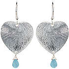 Aquamarine Briolette Earrings with Sterling Silver Hearts