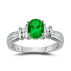 Diamond and Emerald Ring in 14K White Gold