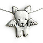 Angel Dog Sterling Silver Charm Necklace