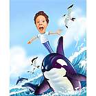 Boy Surfing with Dolphin Custom Photo Caricature