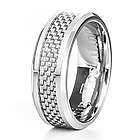 Men's Silver Carbon Fiber Inlay Cobalt Ring