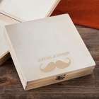 Mustache & Name Personalized Wooden Box