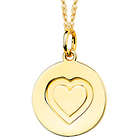 14K Yellow Gold Disc with Heart Pendant Necklace