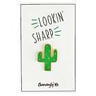 Lookin' Sharp Enamel Cactus Lapel Pin on Gift Card